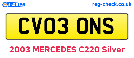 CV03ONS are the vehicle registration plates.