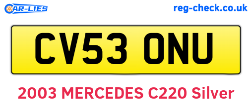 CV53ONU are the vehicle registration plates.