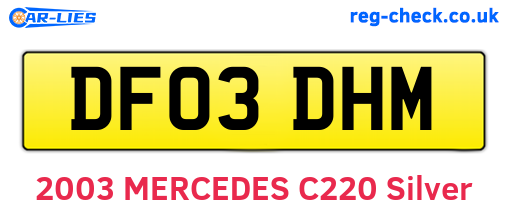 DF03DHM are the vehicle registration plates.