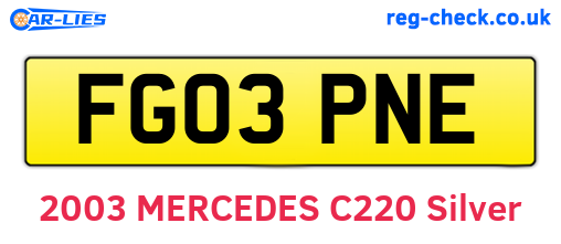 FG03PNE are the vehicle registration plates.
