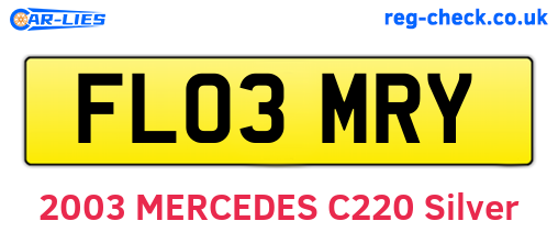 FL03MRY are the vehicle registration plates.