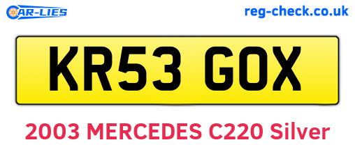 KR53GOX are the vehicle registration plates.