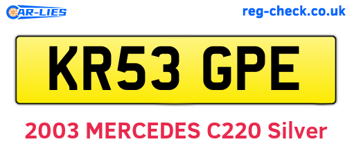 KR53GPE are the vehicle registration plates.
