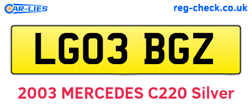 LG03BGZ are the vehicle registration plates.