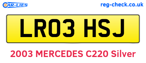 LR03HSJ are the vehicle registration plates.