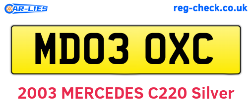 MD03OXC are the vehicle registration plates.