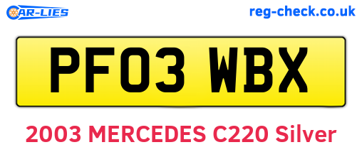 PF03WBX are the vehicle registration plates.
