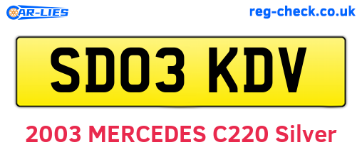 SD03KDV are the vehicle registration plates.