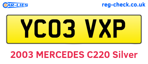 YC03VXP are the vehicle registration plates.
