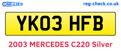 YK03HFB are the vehicle registration plates.
