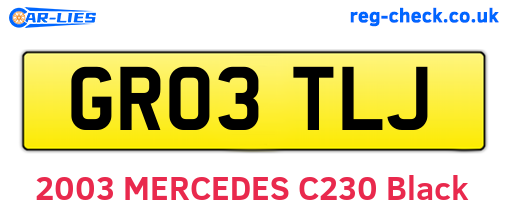 GR03TLJ are the vehicle registration plates.