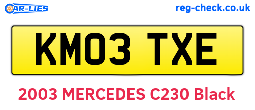 KM03TXE are the vehicle registration plates.