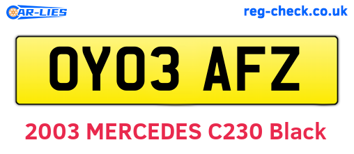 OY03AFZ are the vehicle registration plates.