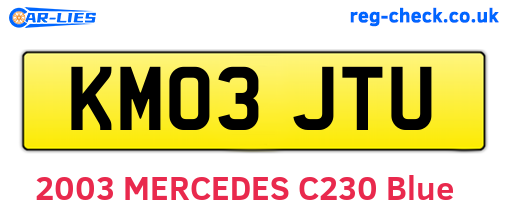 KM03JTU are the vehicle registration plates.