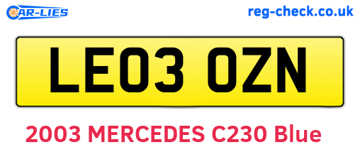 LE03OZN are the vehicle registration plates.