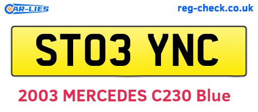 ST03YNC are the vehicle registration plates.