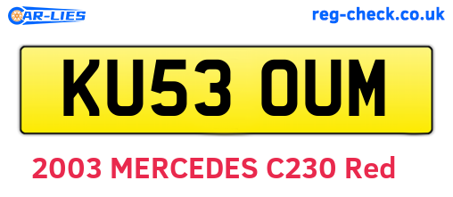 KU53OUM are the vehicle registration plates.