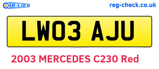 LW03AJU are the vehicle registration plates.
