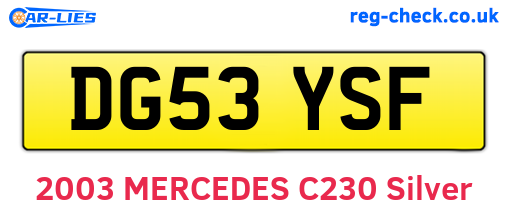 DG53YSF are the vehicle registration plates.