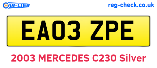 EA03ZPE are the vehicle registration plates.