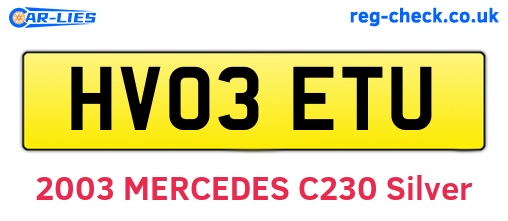 HV03ETU are the vehicle registration plates.