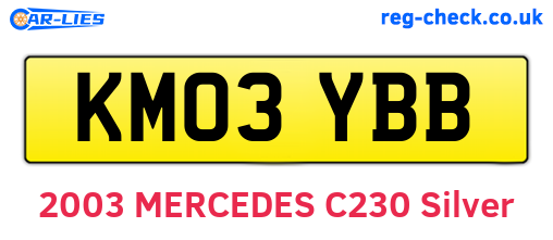 KM03YBB are the vehicle registration plates.