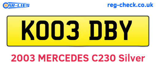 KO03DBY are the vehicle registration plates.