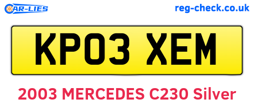 KP03XEM are the vehicle registration plates.