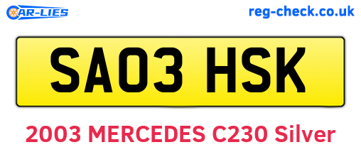 SA03HSK are the vehicle registration plates.
