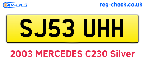 SJ53UHH are the vehicle registration plates.