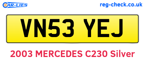 VN53YEJ are the vehicle registration plates.