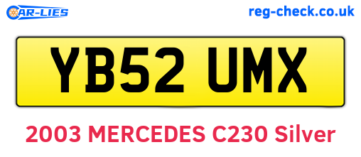 YB52UMX are the vehicle registration plates.