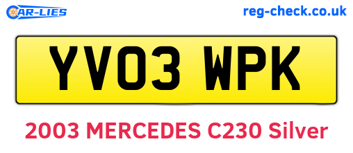 YV03WPK are the vehicle registration plates.