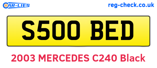 S500BED are the vehicle registration plates.