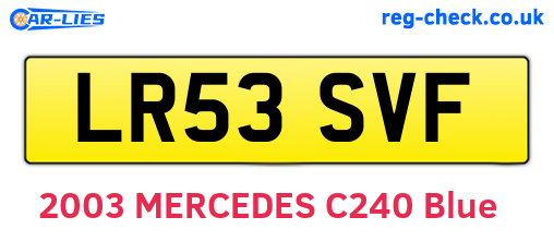 LR53SVF are the vehicle registration plates.