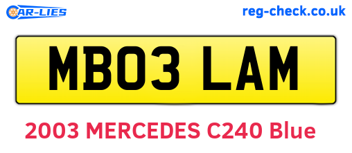 MB03LAM are the vehicle registration plates.