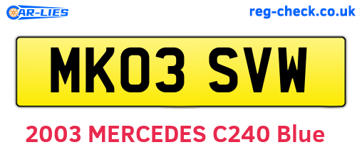 MK03SVW are the vehicle registration plates.