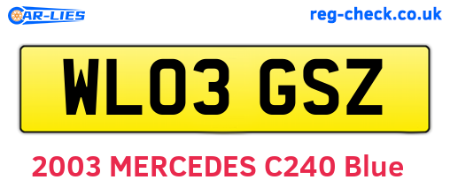 WL03GSZ are the vehicle registration plates.