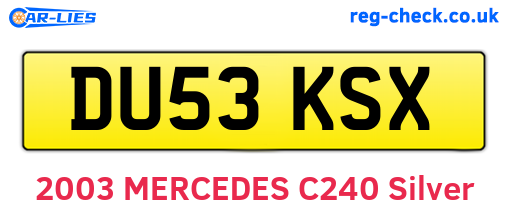DU53KSX are the vehicle registration plates.
