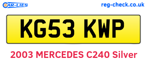 KG53KWP are the vehicle registration plates.