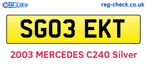 SG03EKT are the vehicle registration plates.