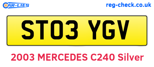 ST03YGV are the vehicle registration plates.