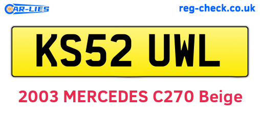 KS52UWL are the vehicle registration plates.
