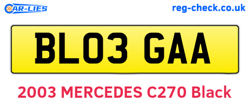 BL03GAA are the vehicle registration plates.