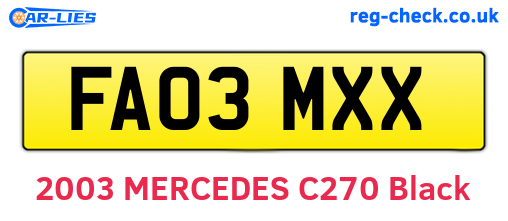 FA03MXX are the vehicle registration plates.