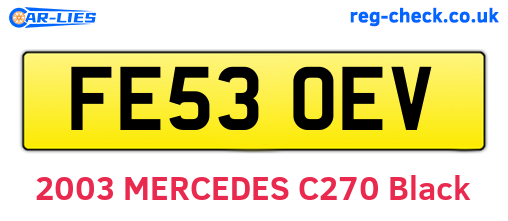 FE53OEV are the vehicle registration plates.