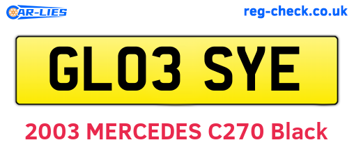 GL03SYE are the vehicle registration plates.