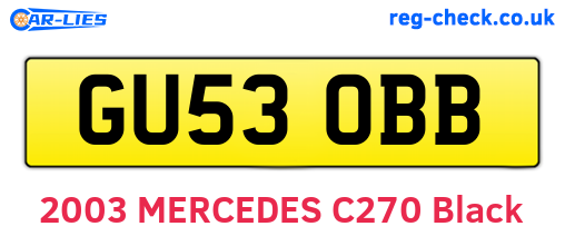 GU53OBB are the vehicle registration plates.