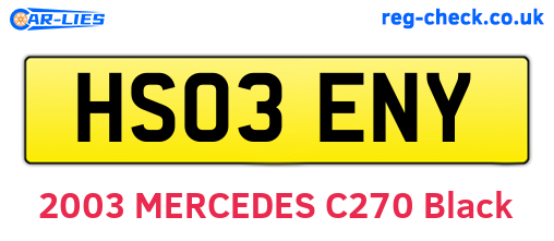 HS03ENY are the vehicle registration plates.