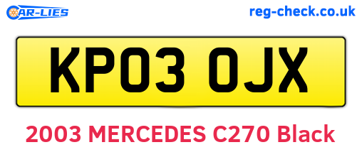 KP03OJX are the vehicle registration plates.